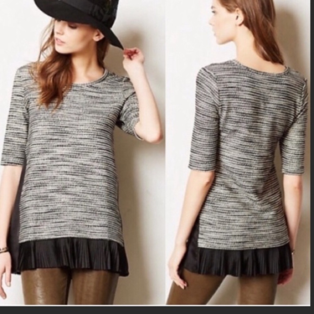 Anthropology Clu + Willoughby tweed / ruffle tunic